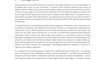 Link to position paper Effective grievance mechanism